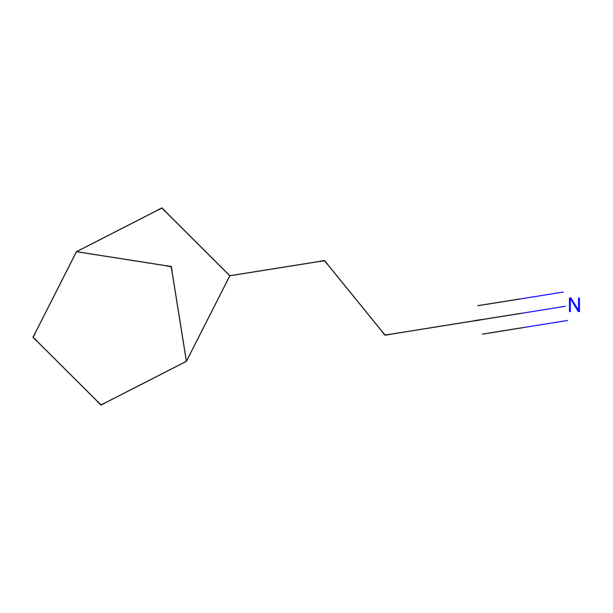 3-{bicyclo[2.2.1]heptan-2-yl}propanenitrile, Mixture of diastereomers molecular structure, CAS 143212-36-6