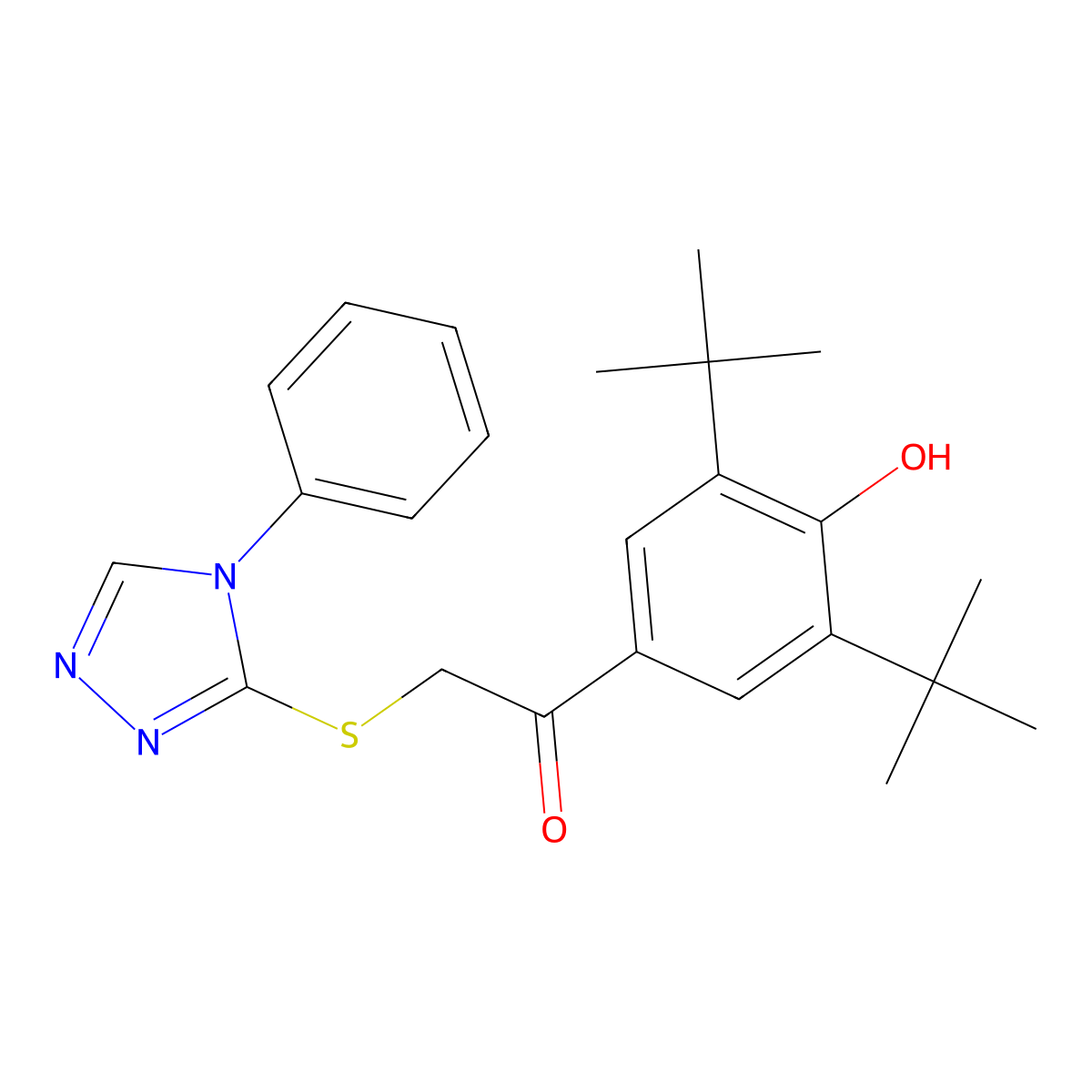 1-(3,5-DI-Tert-BU-4-HO-PH)-2-(4-phenyl-4H-(1,2,4)triazol-3-ylsulfanyl)-ethanone molecular structure, CAS 143212-97-9