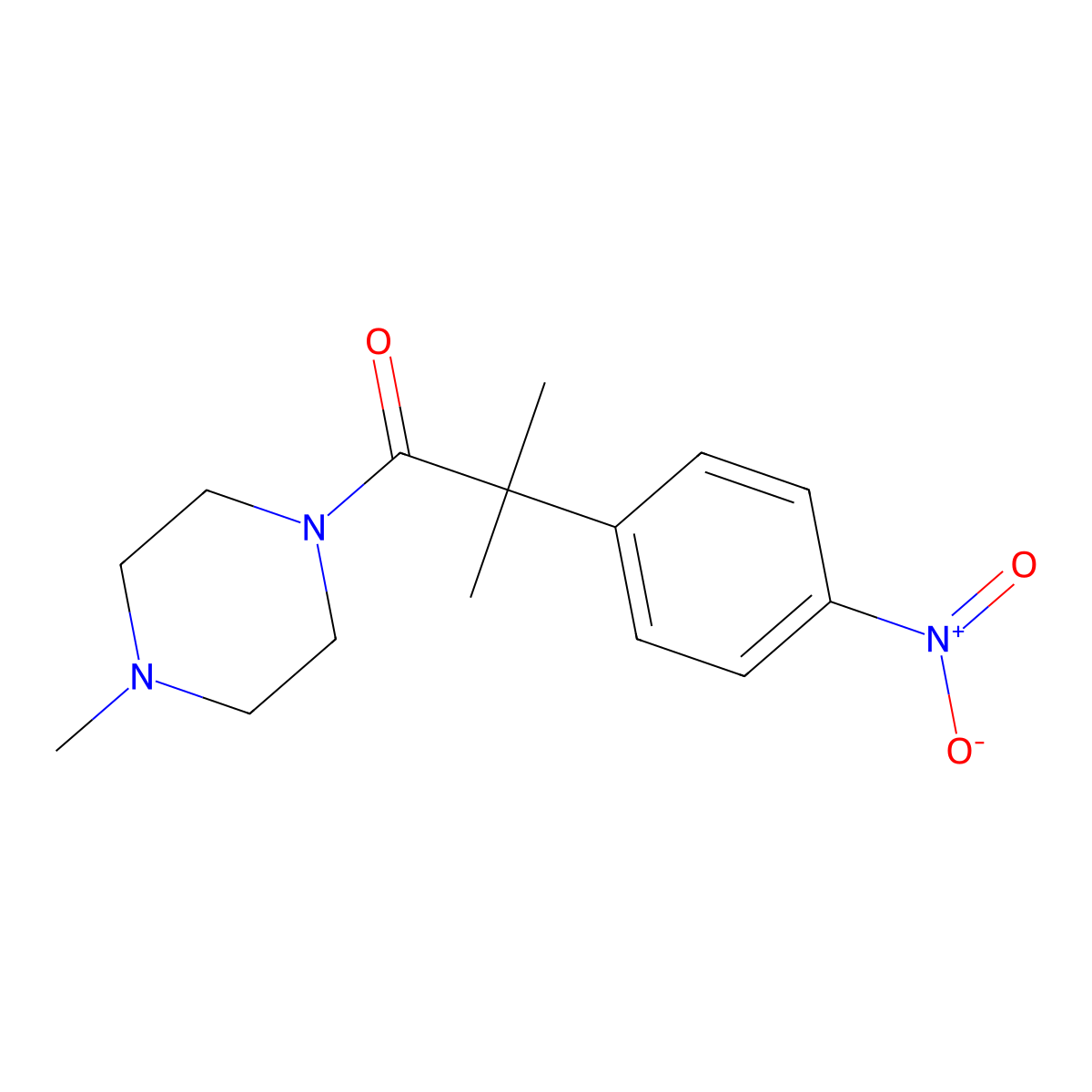 2-Methyl-1-(4-methylpiperazin-1-yl)-2-(4-nitrophenyl)propan-1-one molecular structure, CAS 1432130-38-5