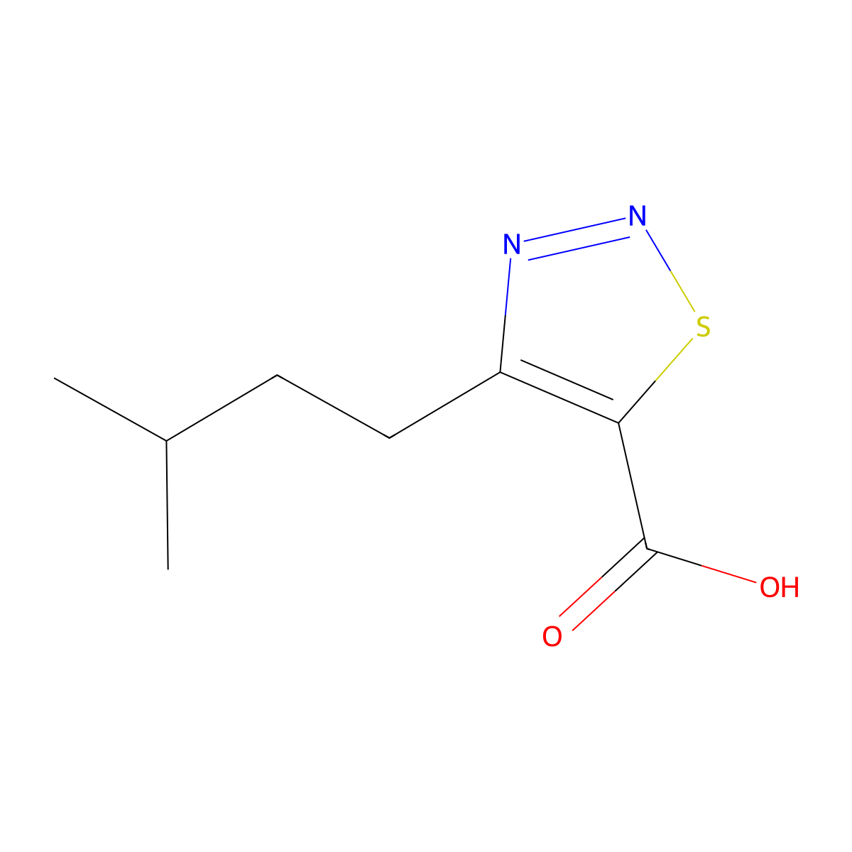 4-(3-Methylbutyl)thiadiazole-5-carboxylic acid molecular structure, CAS 1432137-69-3