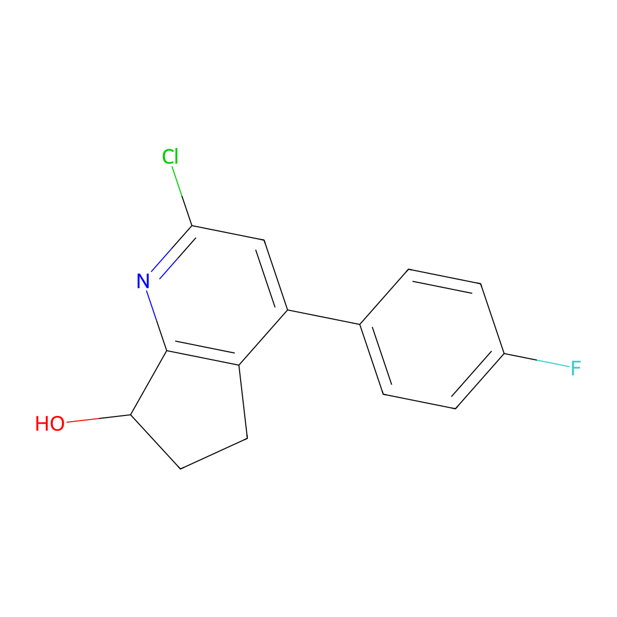 2-Chloro-4-(4-fluorophenyl)-6,7-dihydro-5H-cyclopenta[b]pyridin-7-ol molecular structure, CAS 143214-13-5