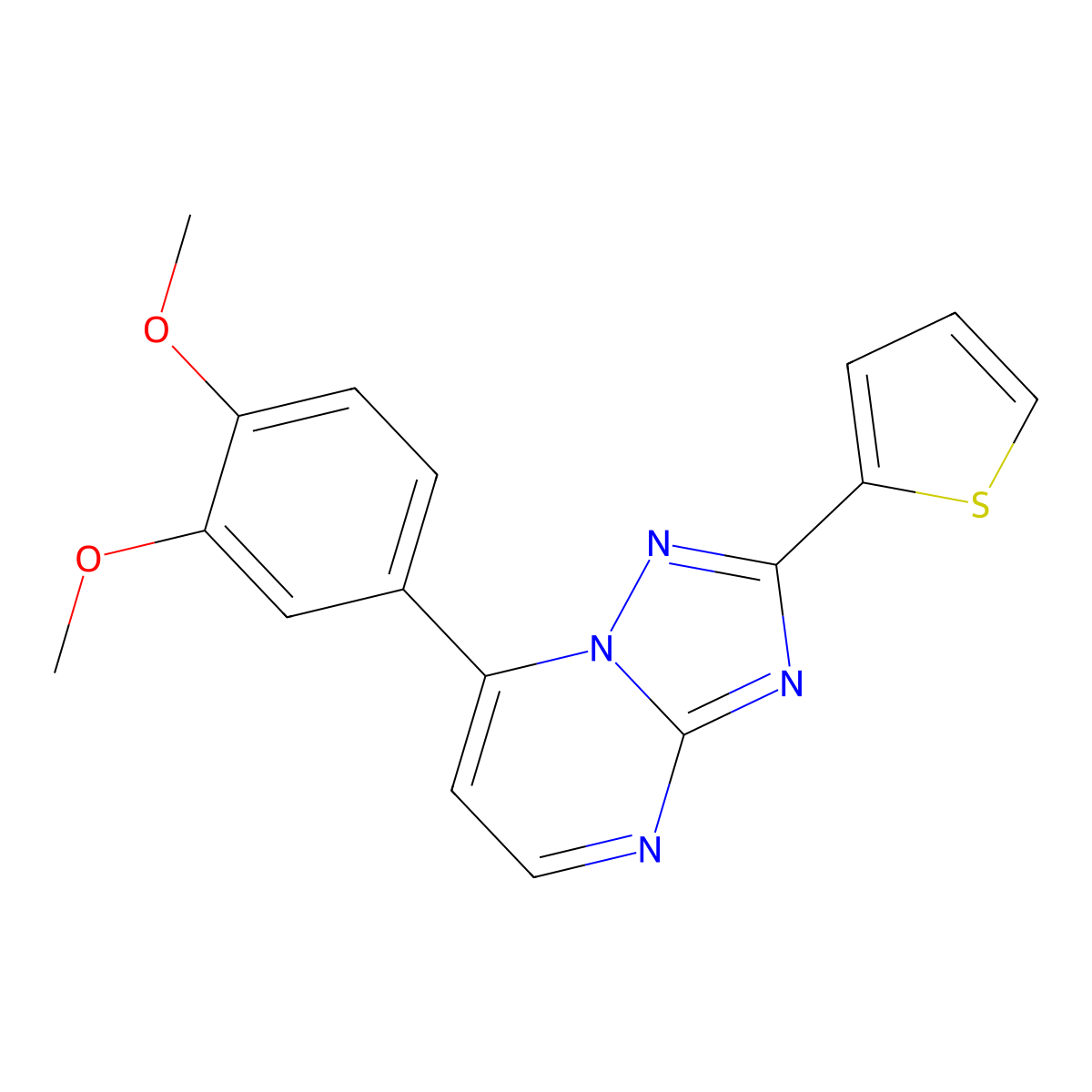 7-(3,4-Dimethoxyphenyl)-2-(thiophen-2-yl)[1,2,4]triazolo[1,5-a]pyrimidine molecular structure, CAS 1432163-22-8