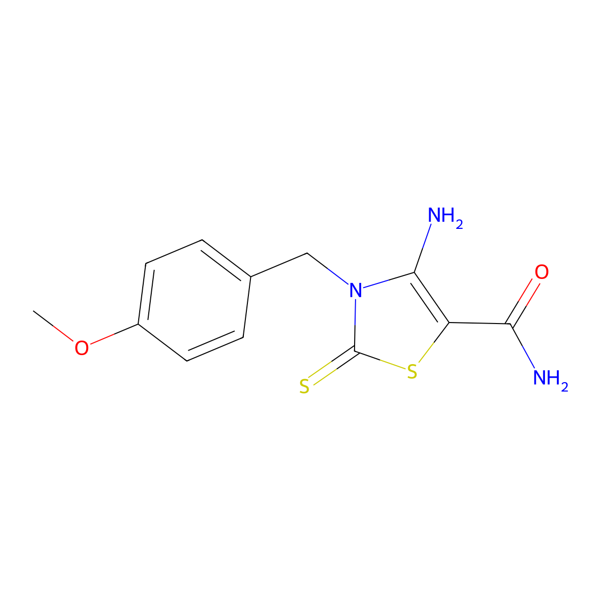3-(4-Methoxybenzyl)-4-amino-2,3-dihydro-2-thioxothiazole-5-carboxamide molecular structure, CAS 1432171-29-3
