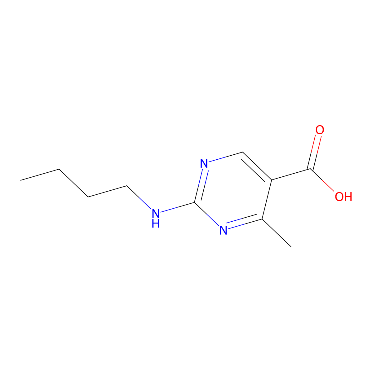2-(Butylamino)-4-methylpyrimidine-5-carboxylic acid molecular structure, CAS 1432177-89-3