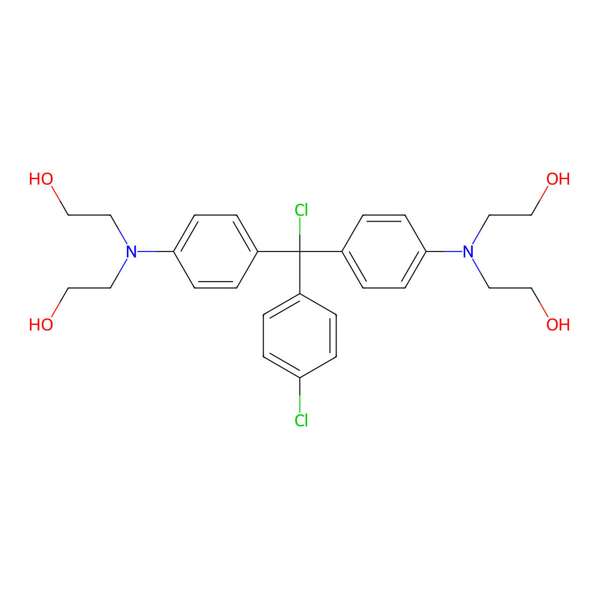2-[4-[[4-[bis(2-hydroxyethyl)amino]phenyl]-chloro-(4-chlorophenyl)methyl]-N-(2-hydroxyethyl)anilino]ethanol molecular structure, CAS 143218-70-6