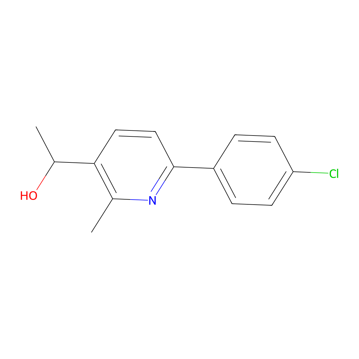 1-(6-(4-Chlorophenyl)-2-methylpyridin-3-yl)ethanol molecular structure, CAS 1432225-25-6