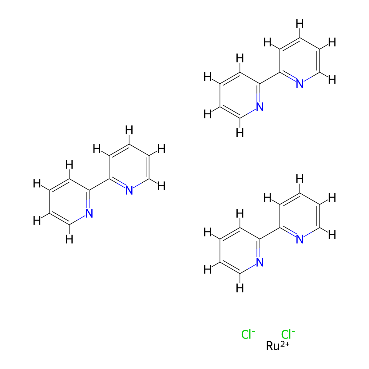 Tris[2,2'-bipyridine]ruthenium dichloride molecular structure, CAS 14323-06-9