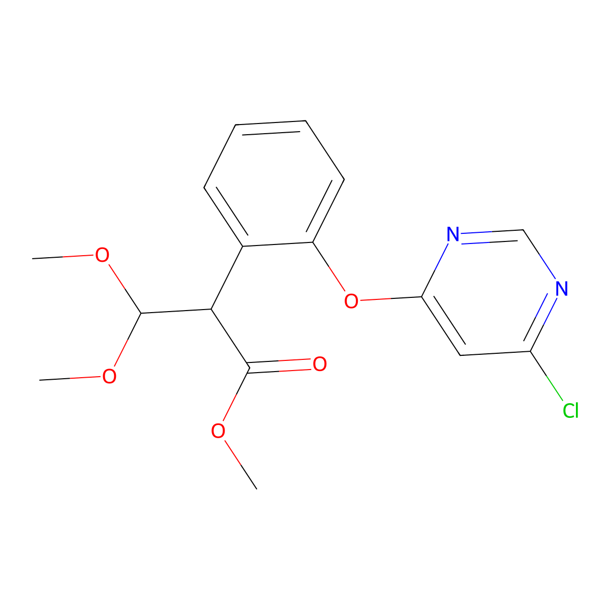 2-(2-(6-Chloro-pyrimidin-4-yloxy)-phenyl)-3,3-dimethoxy-propionic acid methyl ester molecular structure, CAS 143230-42-6