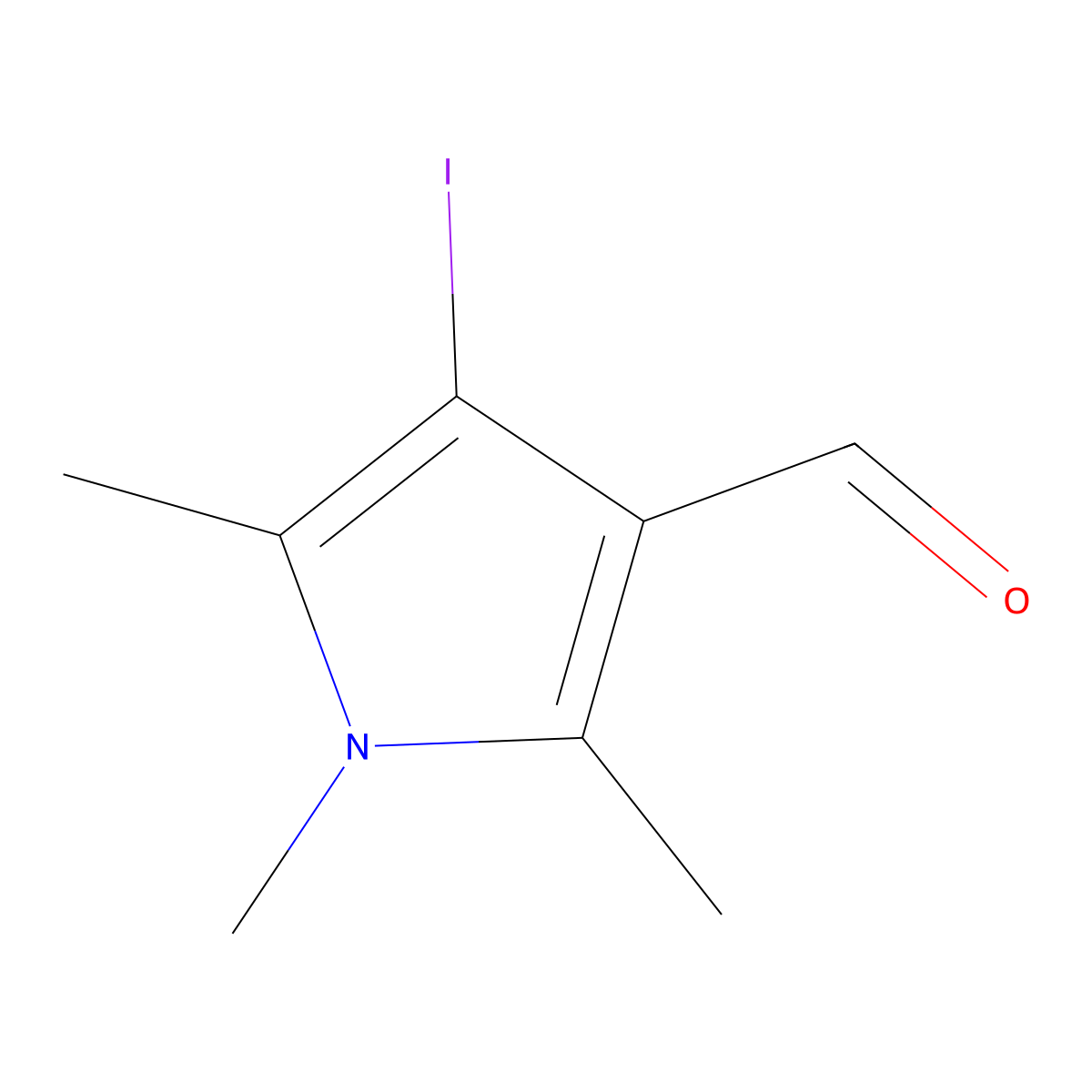 4-iodo-1,2,5-trimethyl-1H-pyrrole-3-carbaldehyde molecular structure, CAS 1432311-25-5