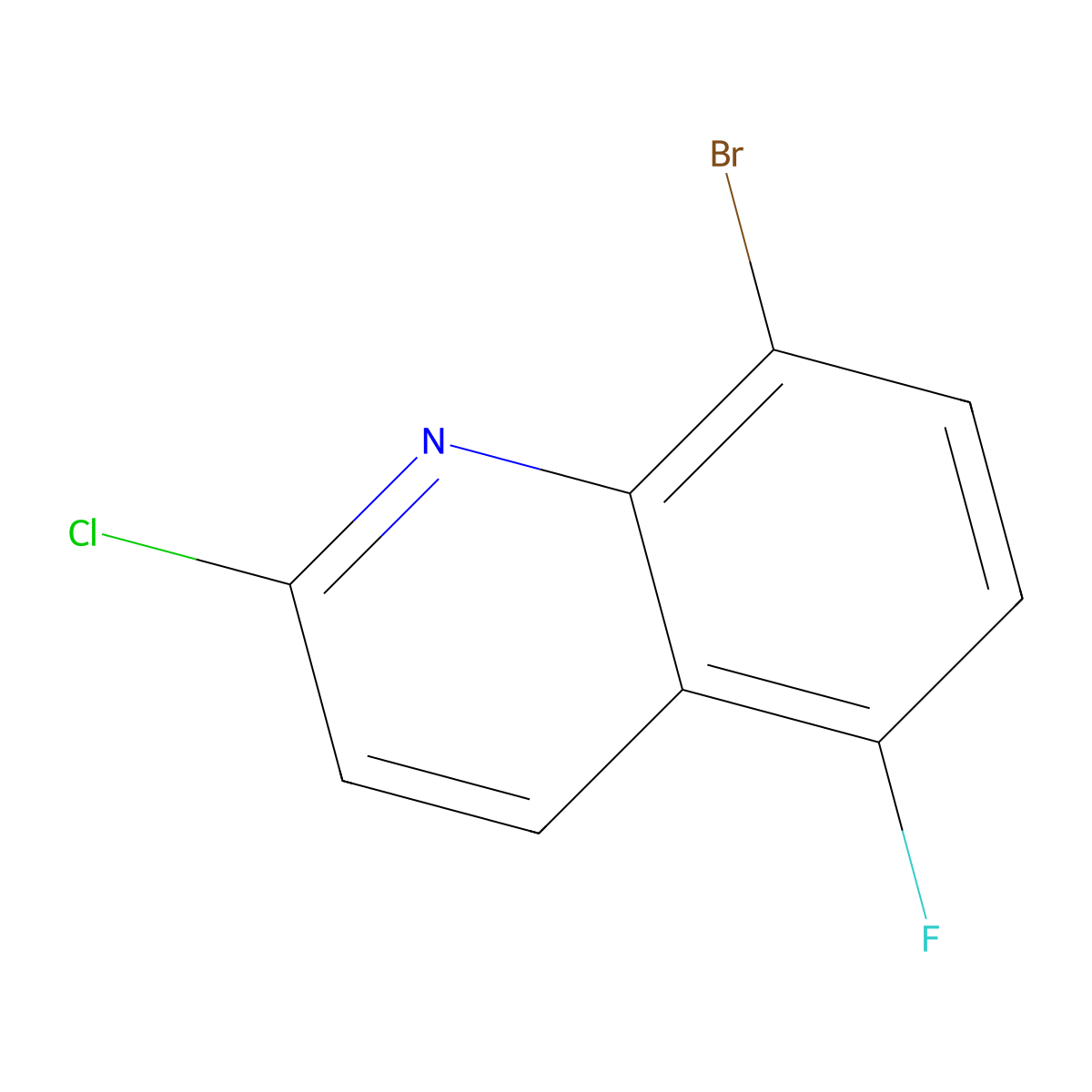 8-Bromo-2-chloro-5-fluoroquinoline molecular structure, CAS 1432323-01-7