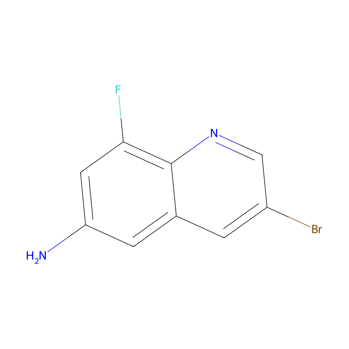 3-Bromo-8-fluoroquinolin-6-amine molecular structure, CAS 1432323-09-5