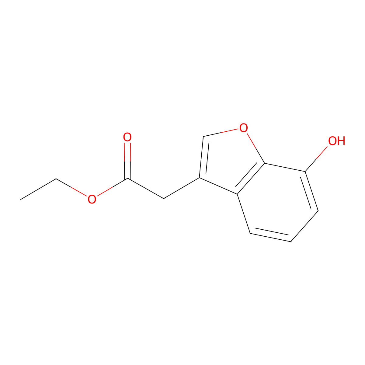Ethyl 2-(7-hydroxy-1-benzofuran-3-yl)acetate molecular structure, CAS 1432323-84-6