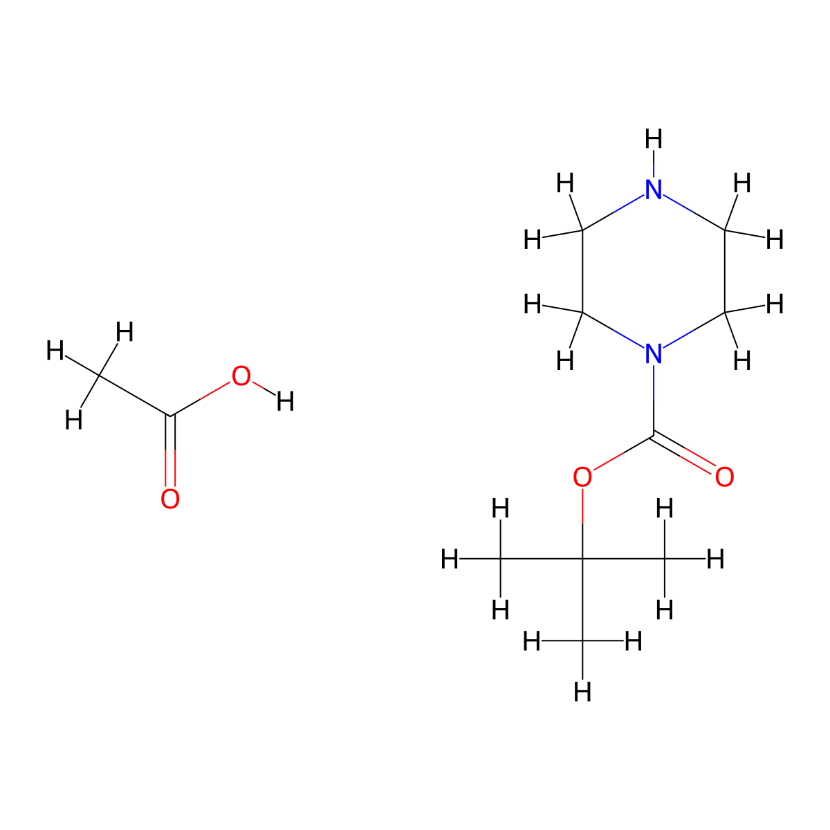 1-Boc-piperazine acetate molecular structure, CAS 143238-38-4