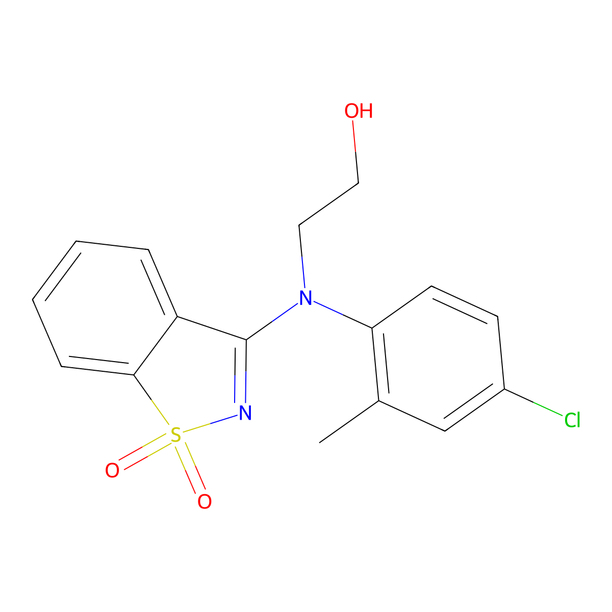 2-[(4-Chloro-2-methylphenyl)(1,1-dioxido-1,2-benzothiazol-3-yl)amino]ethanol molecular structure, CAS 1432436-37-7