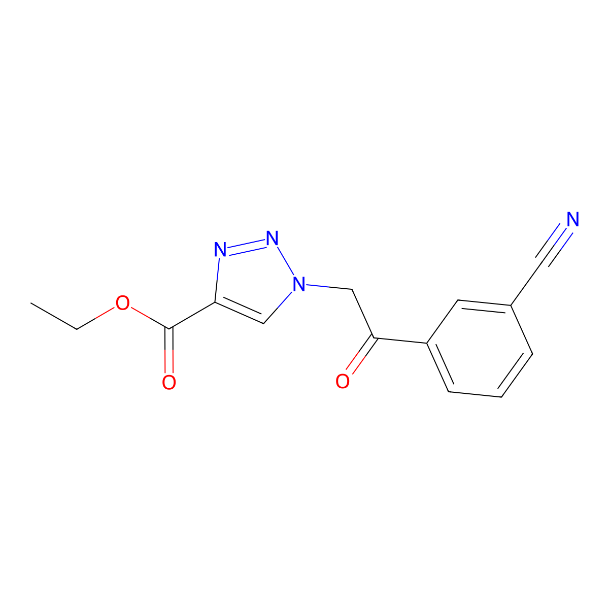 ethyl 1-[2-(3-cyanophenyl)-2-oxoethyl]-1H-1,2,3-triazole-4-carboxylate molecular structure, CAS 1432436-39-9