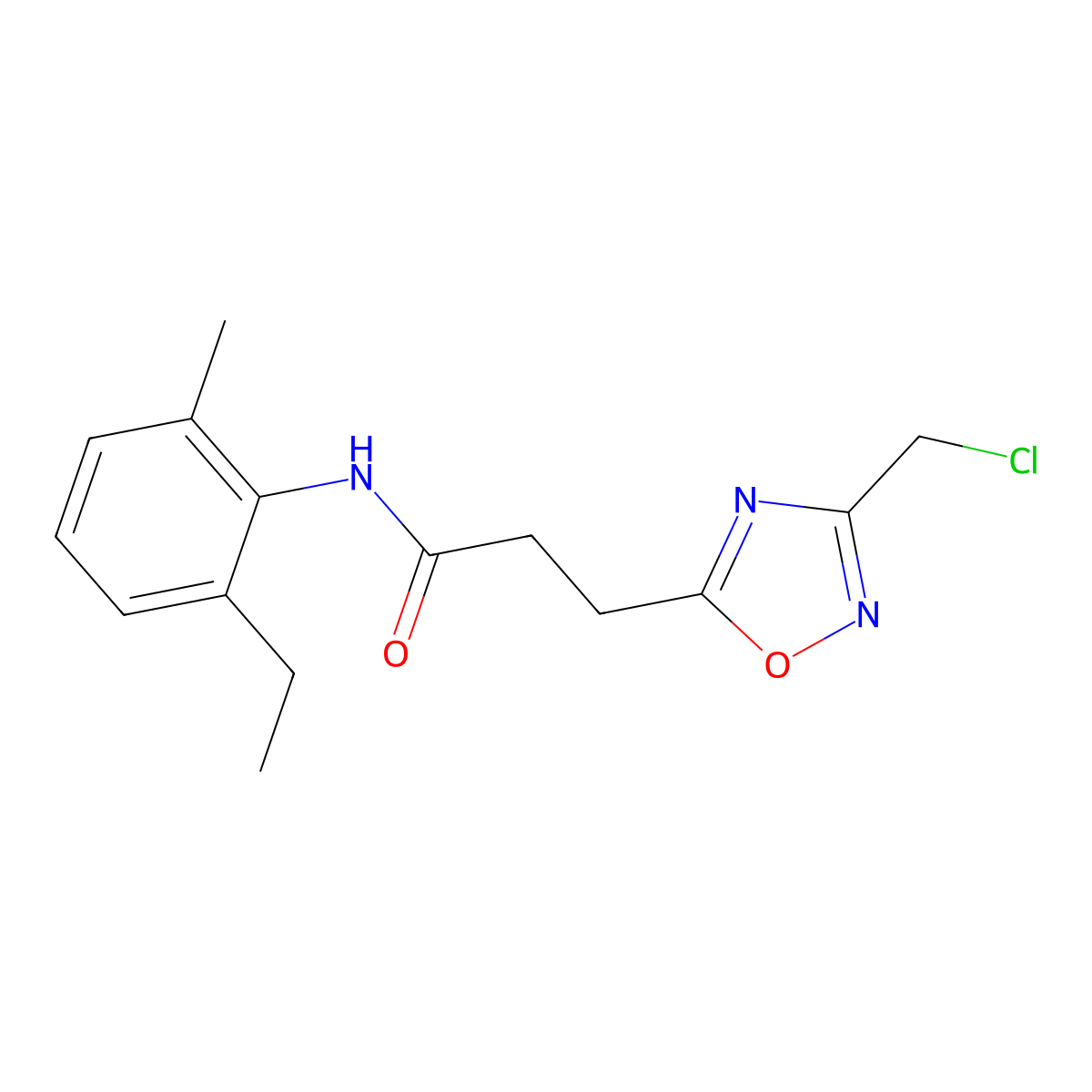 3-[3-(chloromethyl)-1,2,4-oxadiazol-5-yl]-N-(2-ethyl-6-methylphenyl)propanamide molecular structure, CAS 1432436-58-2