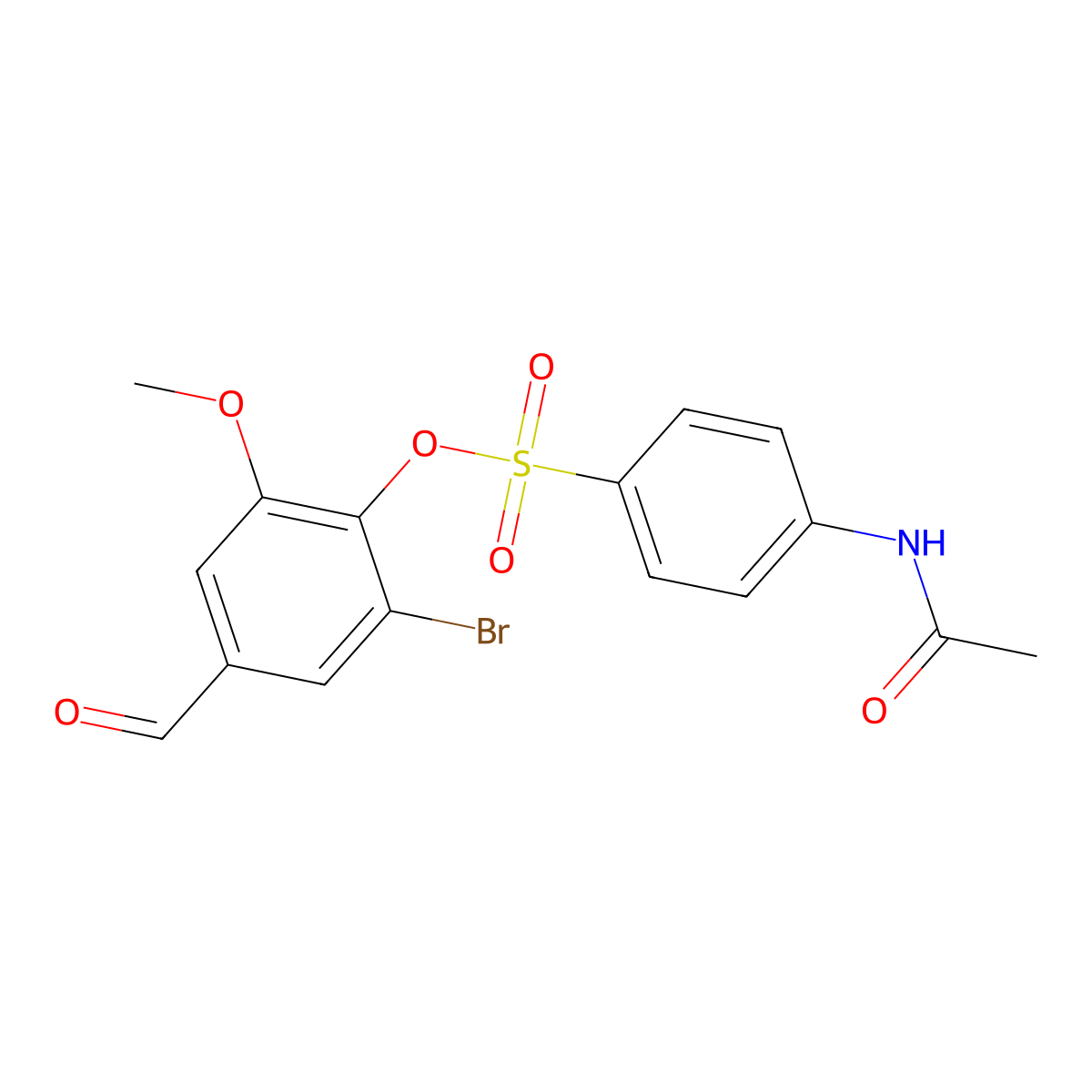 2-Bromo-4-formyl-6-methoxyphenyl 4-(acetylamino)benzenesulfonate molecular structure, CAS 1432436-62-8