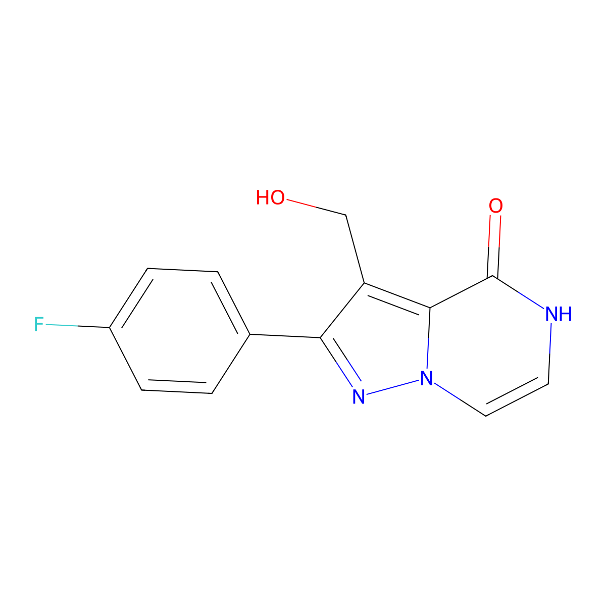 2-(4-fluorophenyl)-3-(hydroxymethyl)pyrazolo[1,5-a]pyrazin-4(5H)-one molecular structure, CAS 1432436-64-0