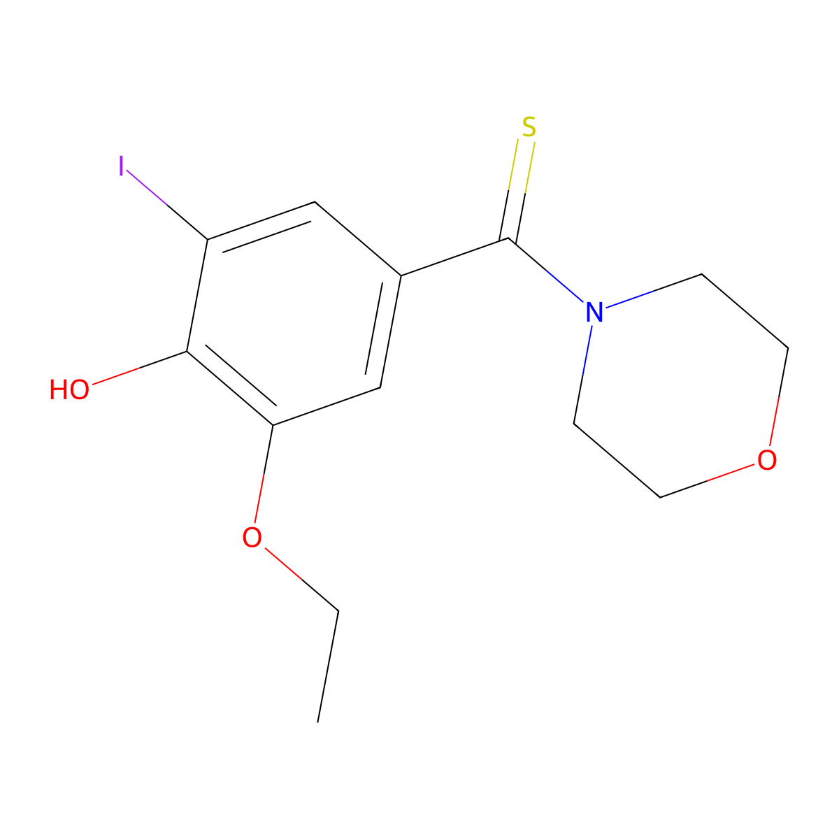 (3-Ethoxy-4-hydroxy-5-iodophenyl)(morpholin-4-yl)methanethione molecular structure, CAS 1432436-82-2