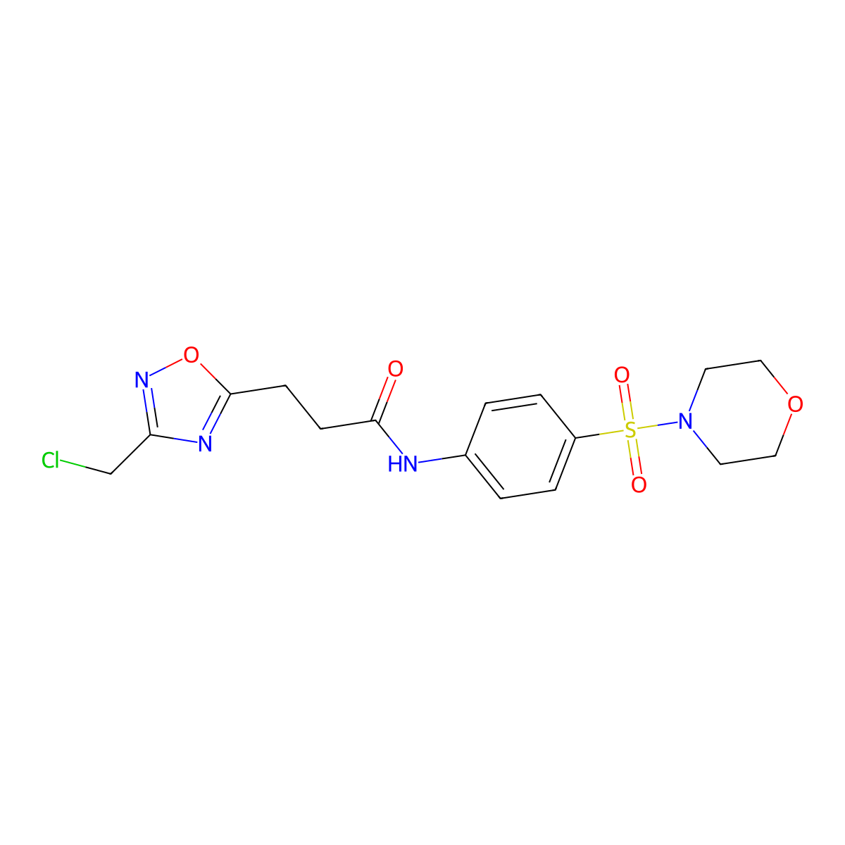 3-[3-(chloromethyl)-1,2,4-oxadiazol-5-yl]-N-[4-(morpholin-4-ylsulfonyl)phenyl]propanamide molecular structure, CAS 1432436-89-9