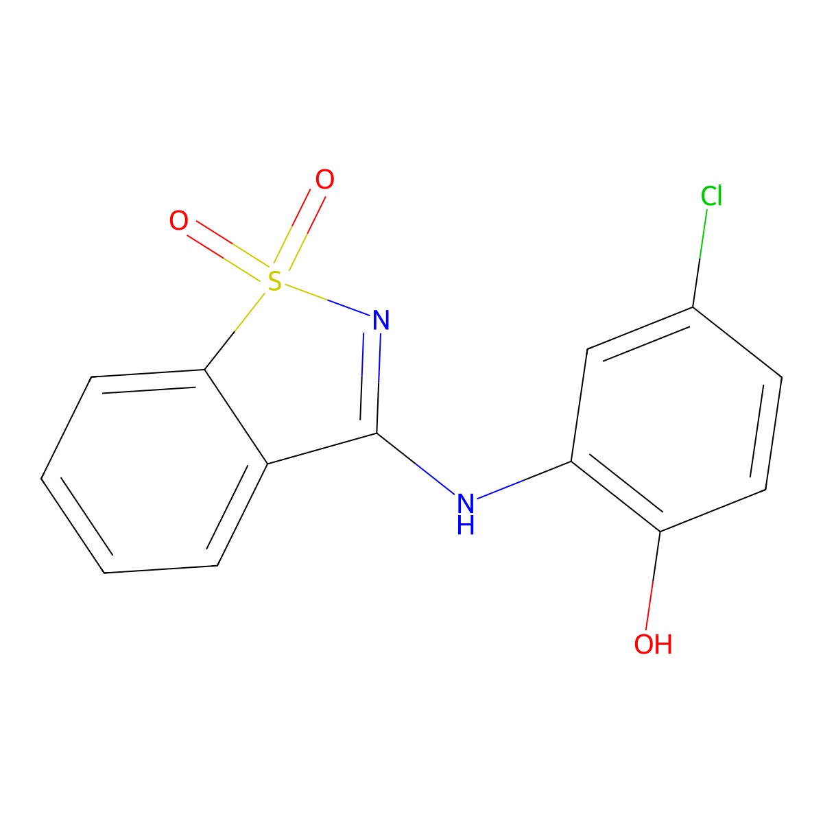 4-Chloro-2-[(1,1-dioxido-1,2-benzothiazol-3-yl)amino]phenol molecular structure, CAS 1432436-96-8