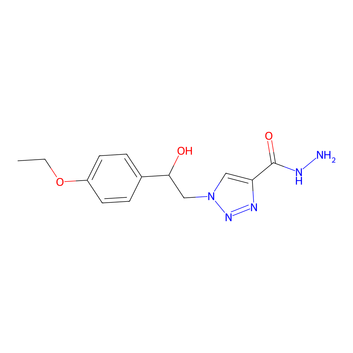 1-[2-(4-ethoxyphenyl)-2-hydroxyethyl]-1H-1,2,3-triazole-4-carbohydrazide molecular structure, CAS 1432437-08-5
