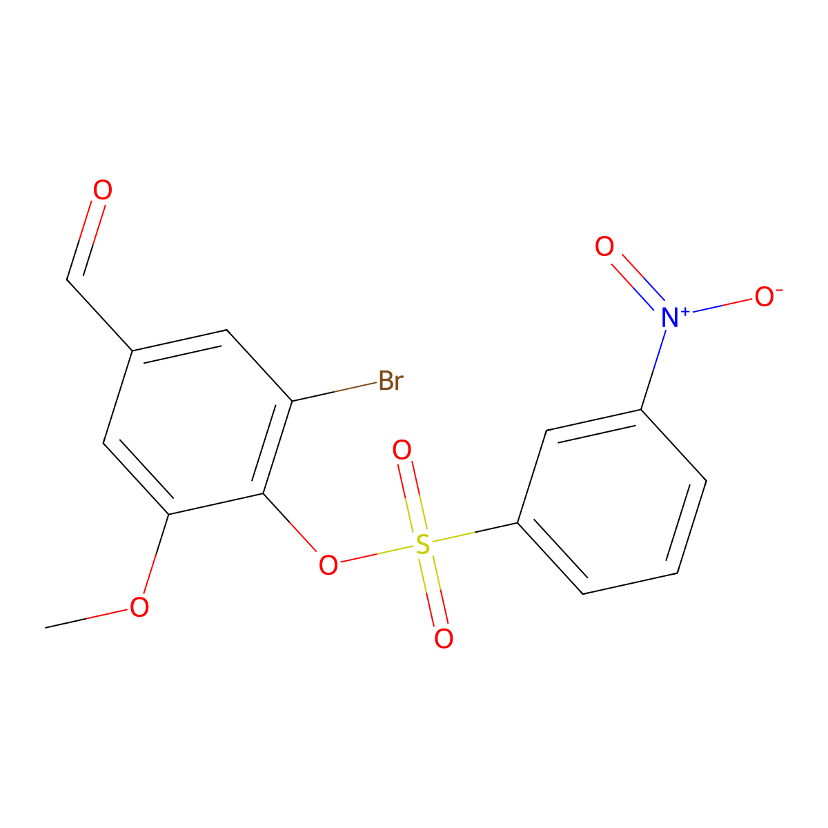 2-Bromo-4-formyl-6-methoxyphenyl 3-nitrobenzenesulfonate molecular structure, CAS 1432437-86-9