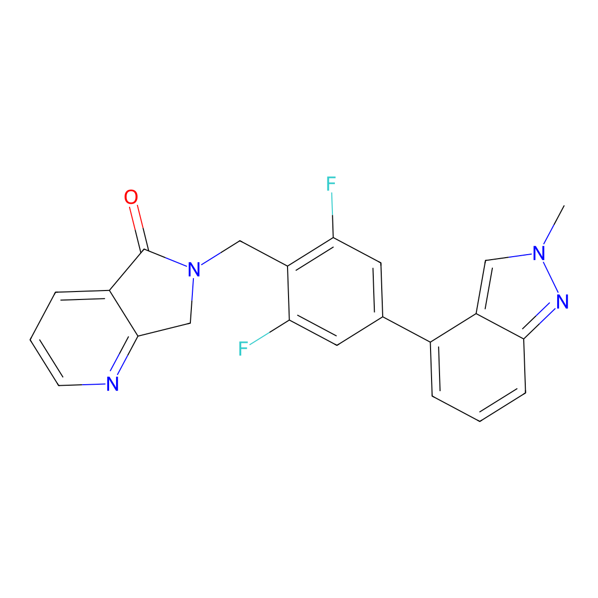 6-[[2,6-difluoro-4-(2-methyl-2H-indazol-4-yl)phenyl]methyl]-6,7-dihydro-5H-Pyrrolo[3,4-b]pyridin-5-one molecular structure, CAS 1432438-14-6