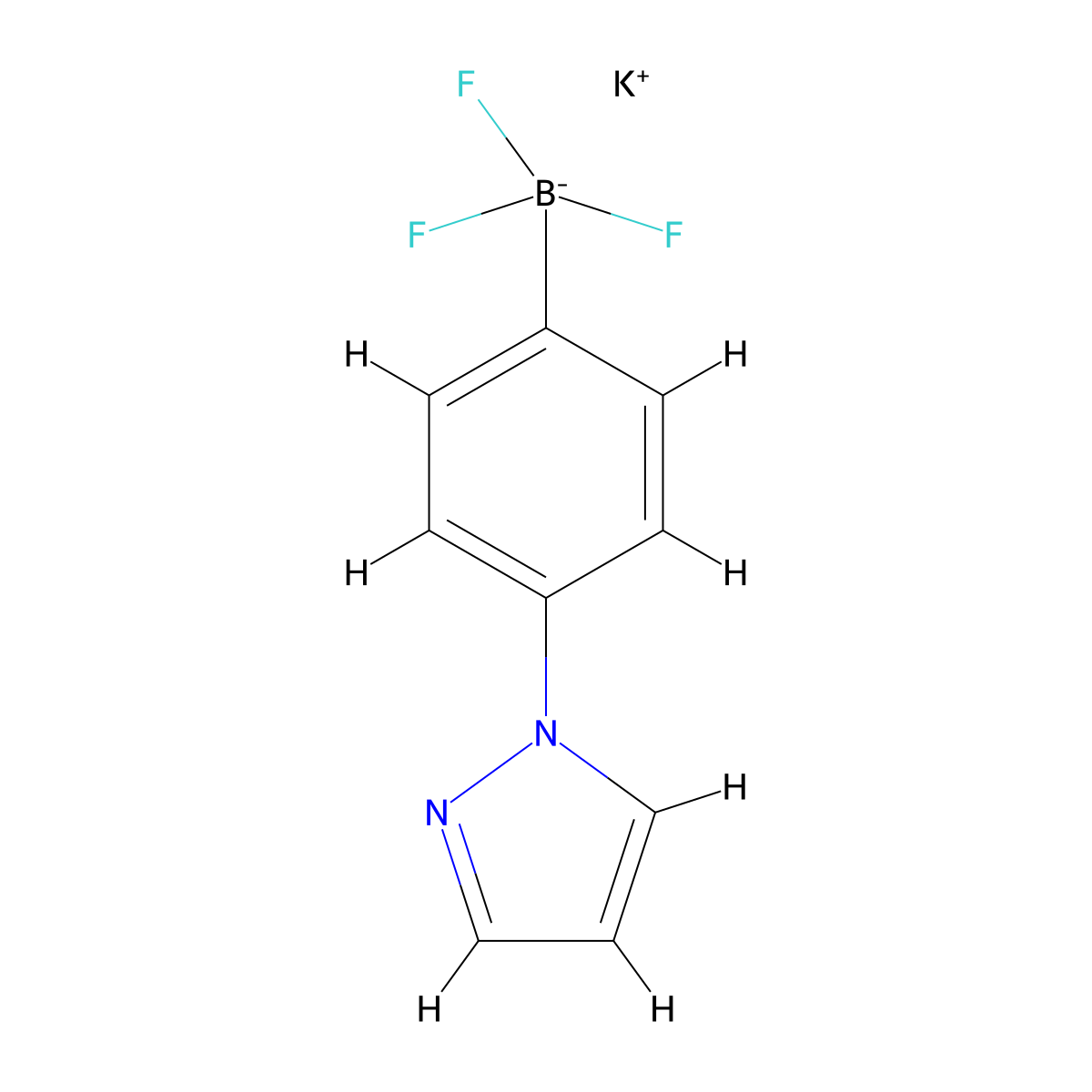 potassium trifluoro[4-(1H-pyrazol-1-yl)phenyl]boranuide molecular structure, CAS 1432475-19-8