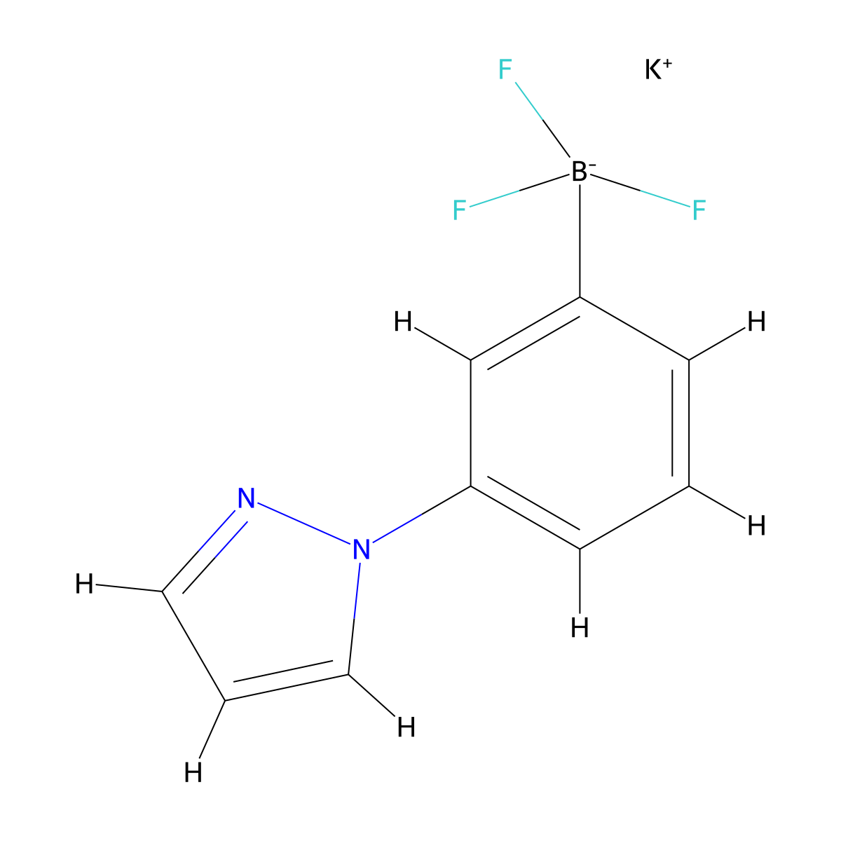 potassium trifluoro[3-(1H-pyrazol-1-yl)phenyl]boranuide molecular structure, CAS 1432475-20-1