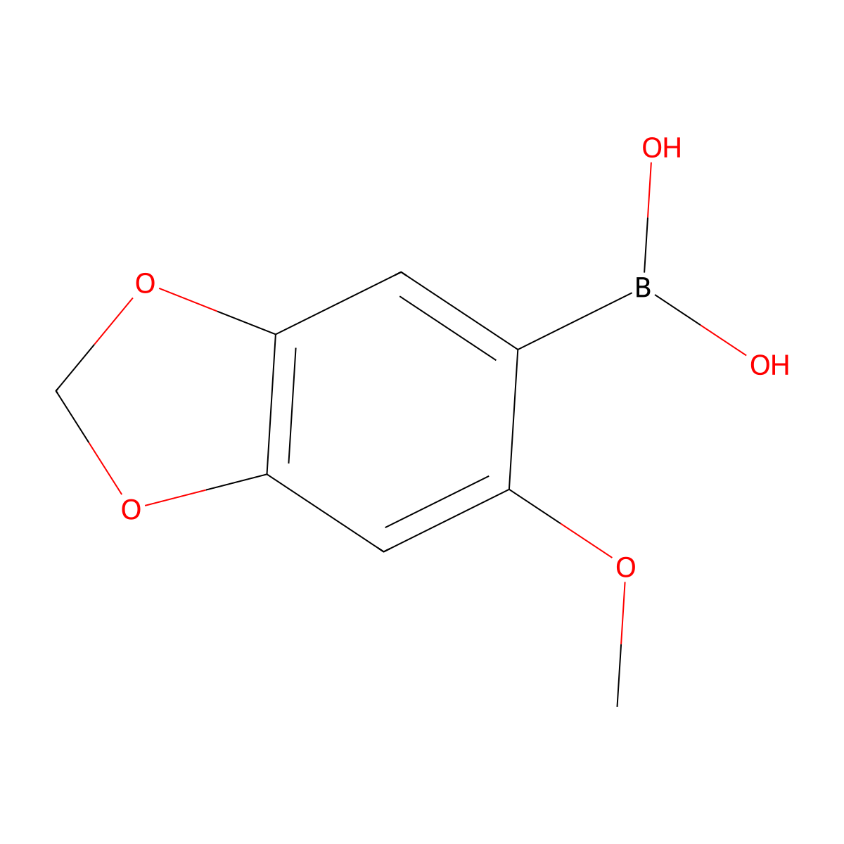 (6-Methoxybenzo[d][1,3]dioxol-5-yl)boronic acid molecular structure, CAS 1432485-03-4
