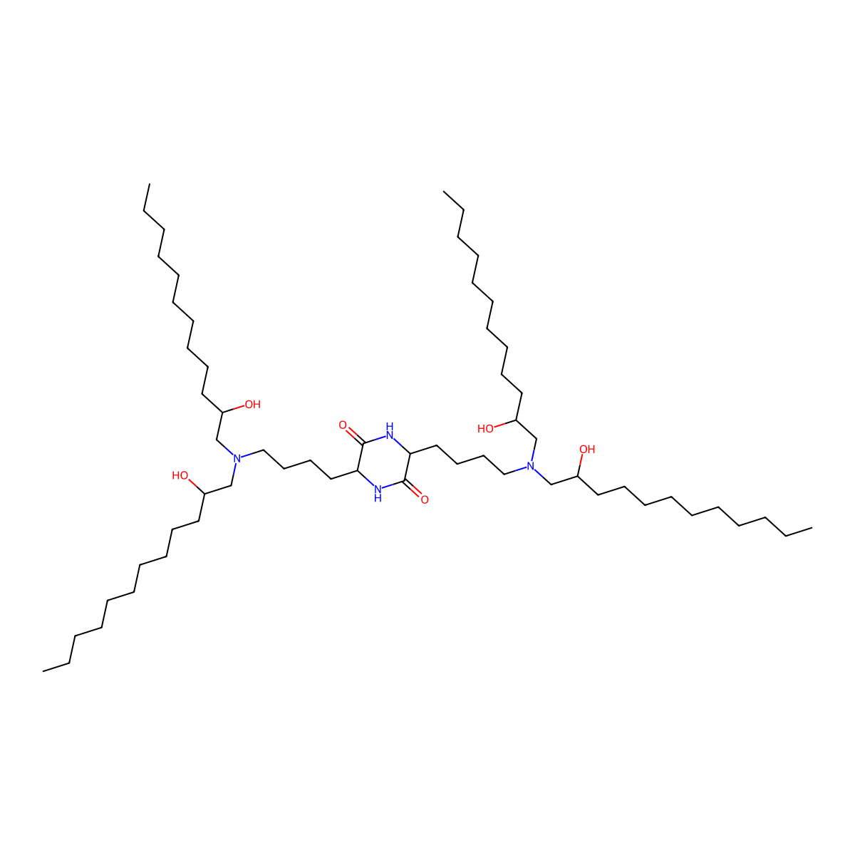 3,6-Bis(4-(bis(2-hydroxydodecyl)amino)butyl)piperazine-2,5-dione molecular structure, CAS 1432494-65-9