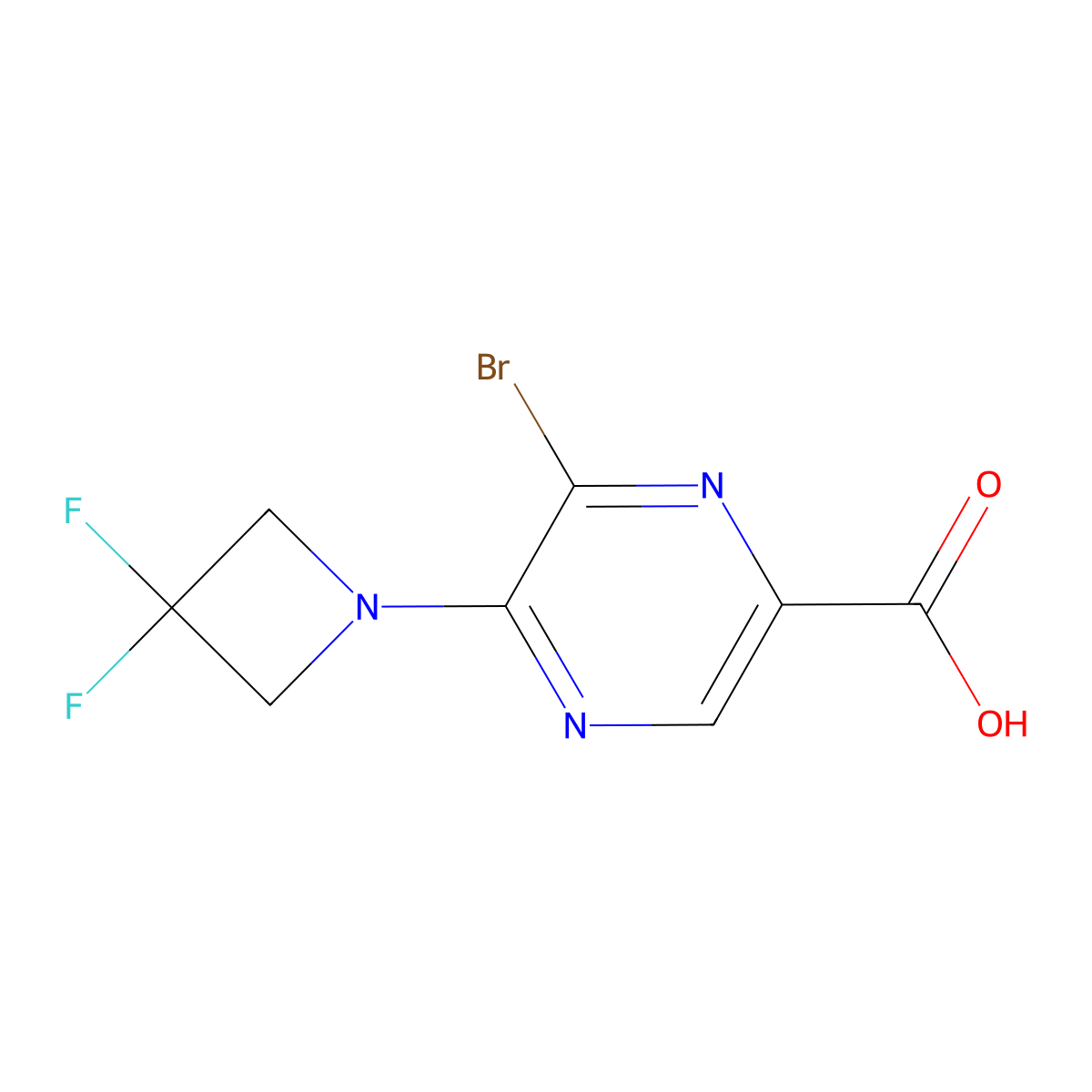 6-Bromo-5-(3,3-difluoro-azetidin-1-yl)-pyrazine-2-carboxylic acid molecular structure, CAS 1432507-19-1