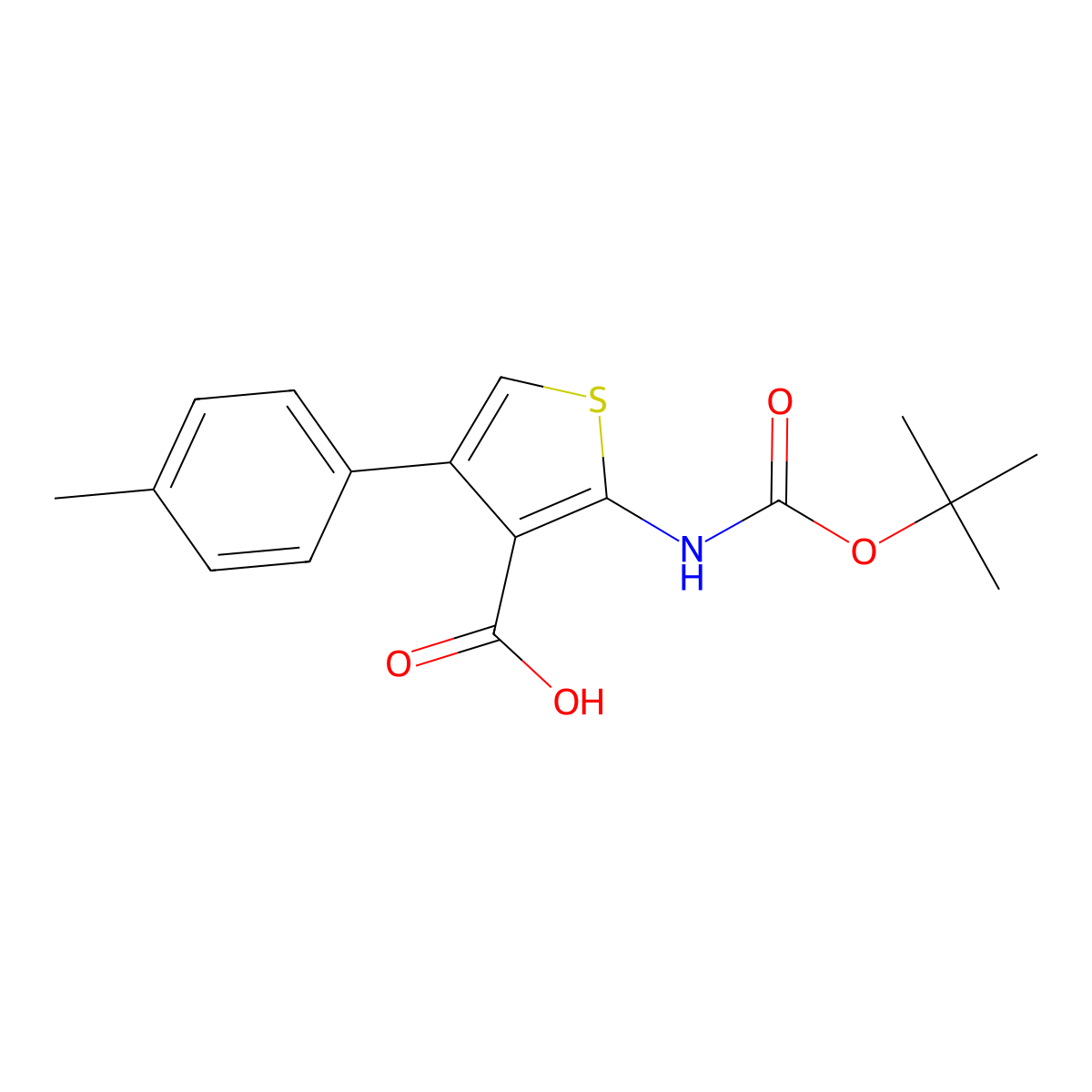 2-{[(Tert-butoxy)carbonyl]amino}-4-(4-methylphenyl)thiophene-3-carboxylic acid molecular structure, CAS 1432511-09-5