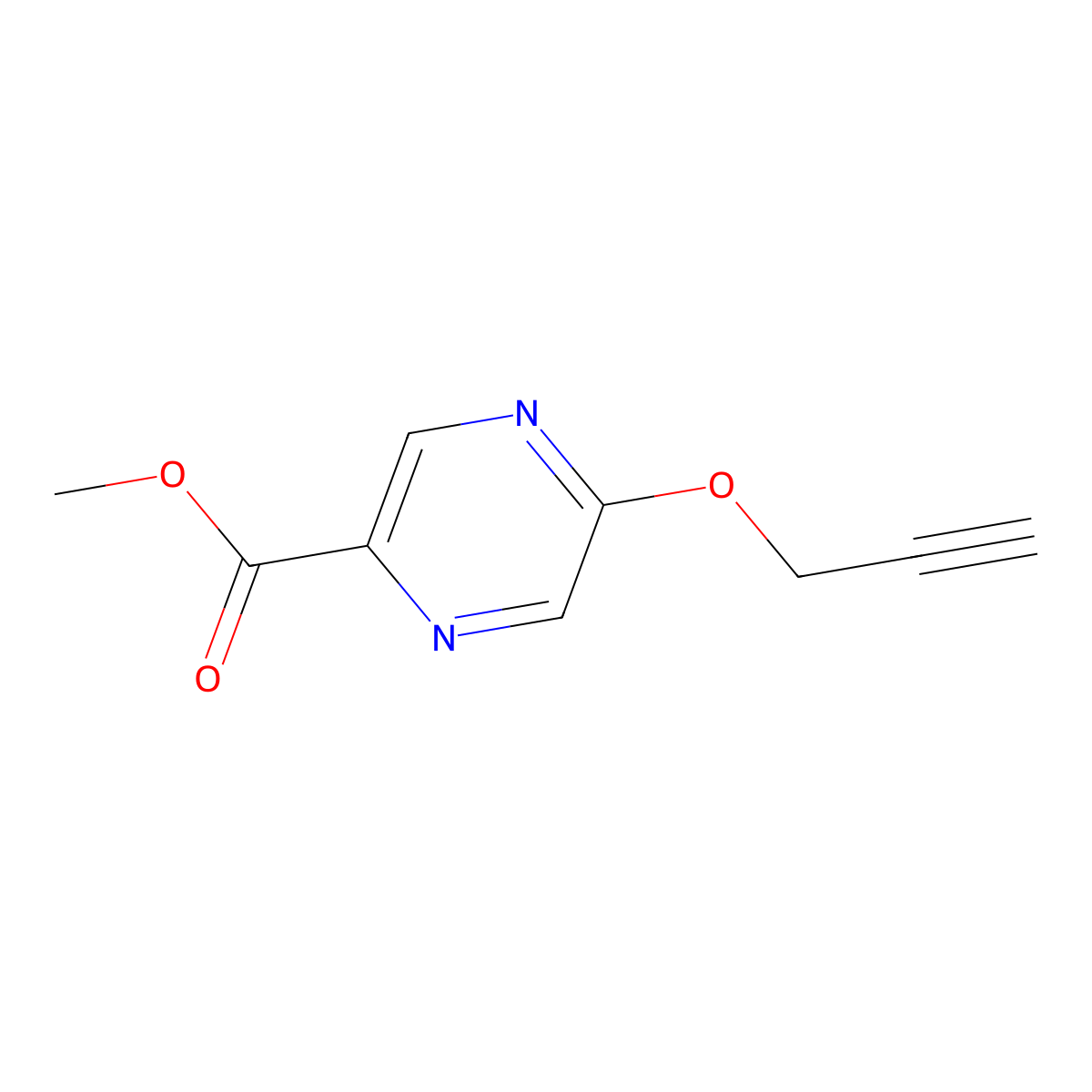Methyl 5-prop-2-ynoxypyrazine-2-carboxylate molecular structure, CAS 1432511-53-9