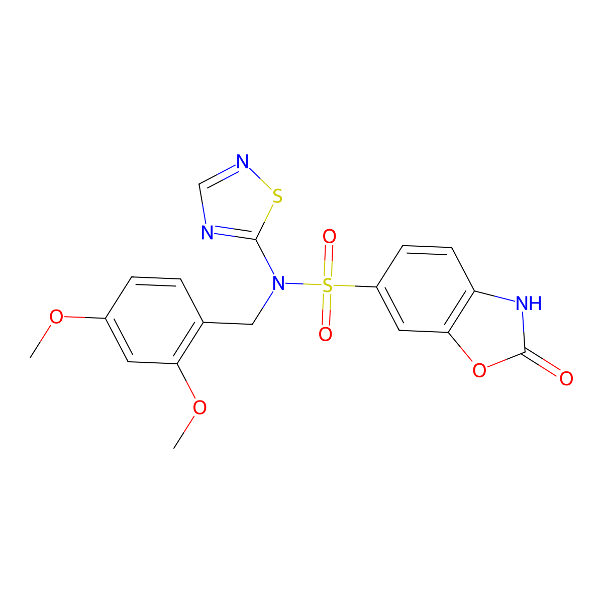 N-(2,4-dimethoxybenzyl)-2-oxo-N-(1,2,4-thiadiazol-5-yl)-2,3-dihydrobenzo[d]oxazole-6-sulfonamide molecular structure, CAS 1432514-50-5