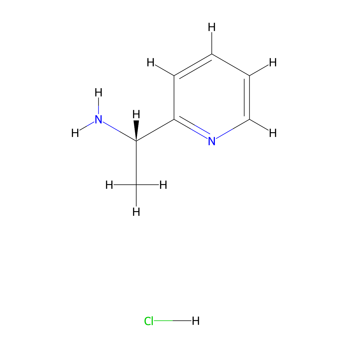 (1S)-1-(pyridin-2-yl)ethan-1-amine hydrochloride molecular structure, CAS 1432519-90-8