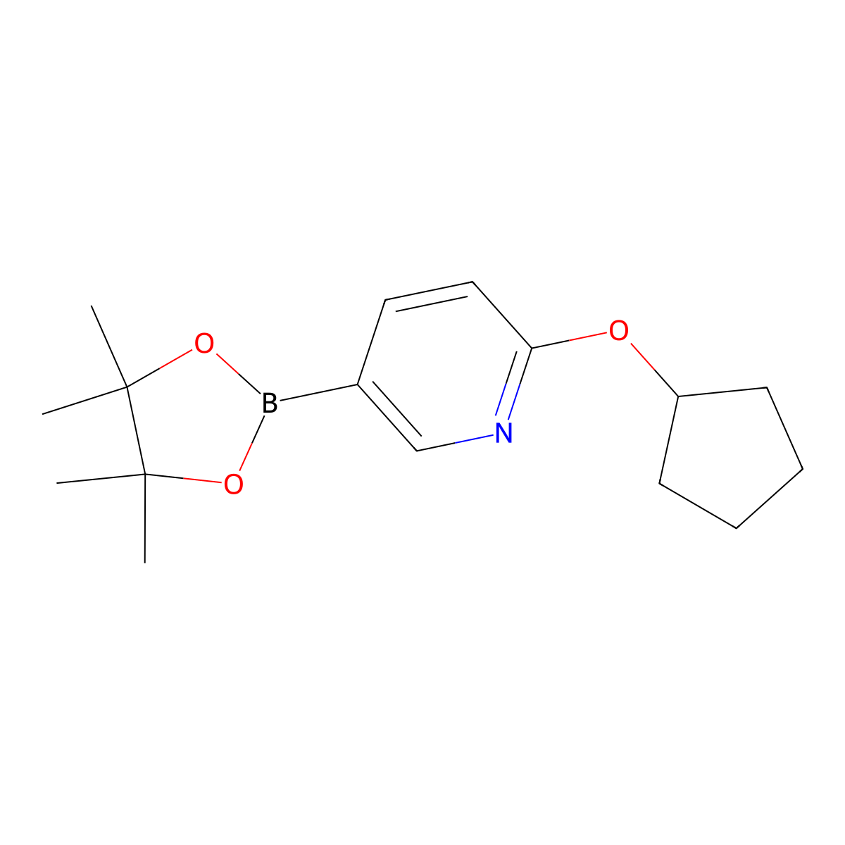 2-(Cyclopentyloxy)-5-(4,4,5,5-tetramethyl-1,3,2-dioxaborolan-2-YL)pyridine molecular structure, CAS 1432572-05-8