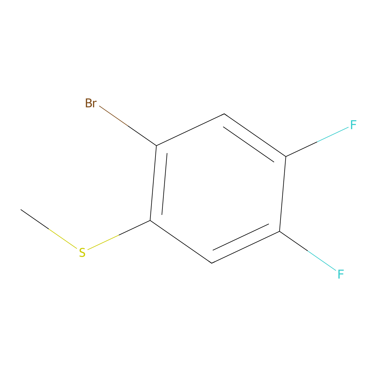 (2-Bromo-4,5-difluorophenyl)(methyl)sulfane molecular structure, CAS 1432609-87-4