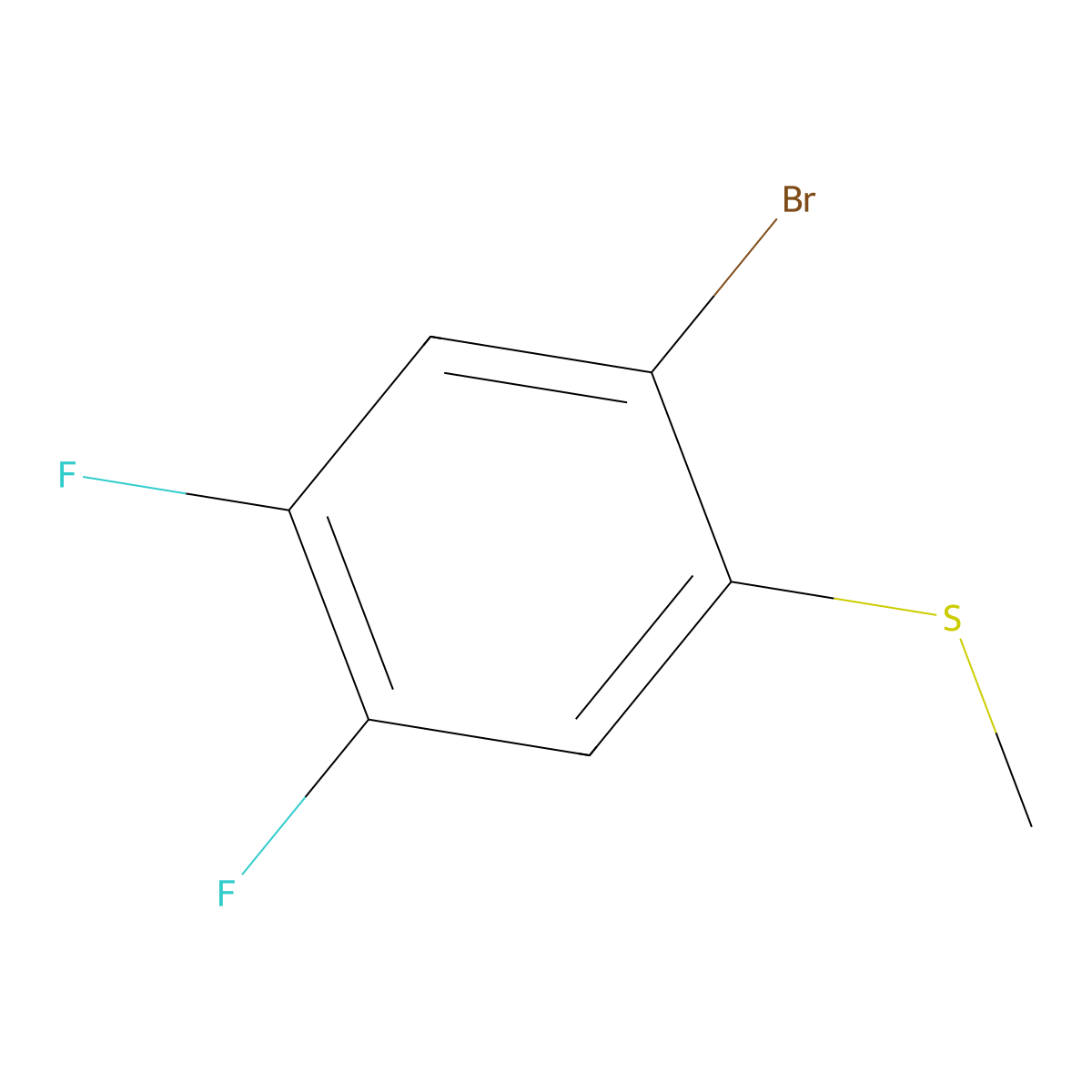 (2-Bromo-4,5-difluorophenyl)(methyl)sulfane molecular structure, CAS 1432609-87-4