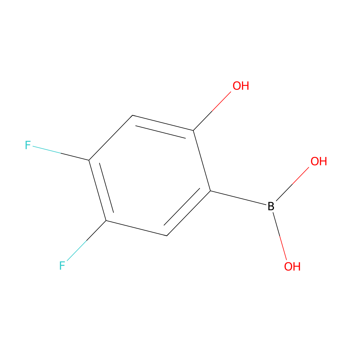4,5-Difluoro-2-hydroxyphenylboronic acid molecular structure, CAS 1432610-22-4