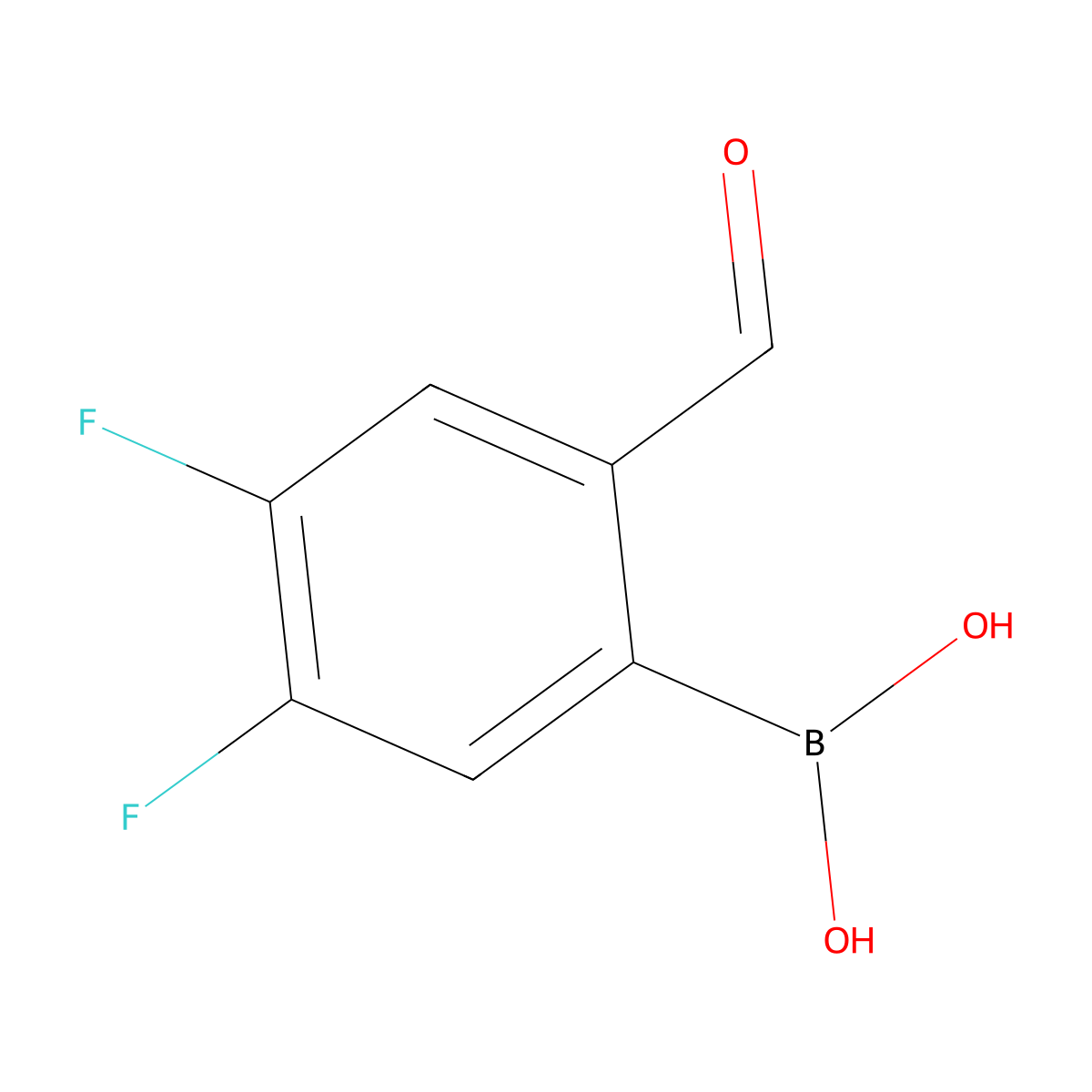 4,5-Difluoro-2-formylphenylboronic acid molecular structure, CAS 1432610-24-6