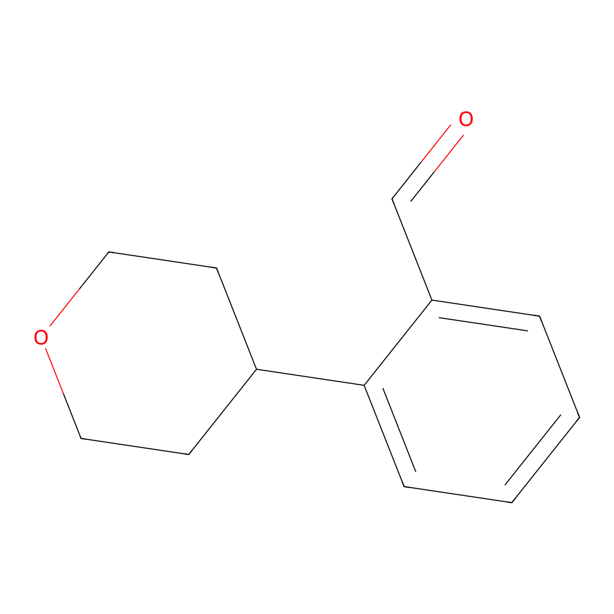 2-(Tetrahydro-2H-pyran-4-yl)benzaldehyde molecular structure, CAS 1432619-52-7