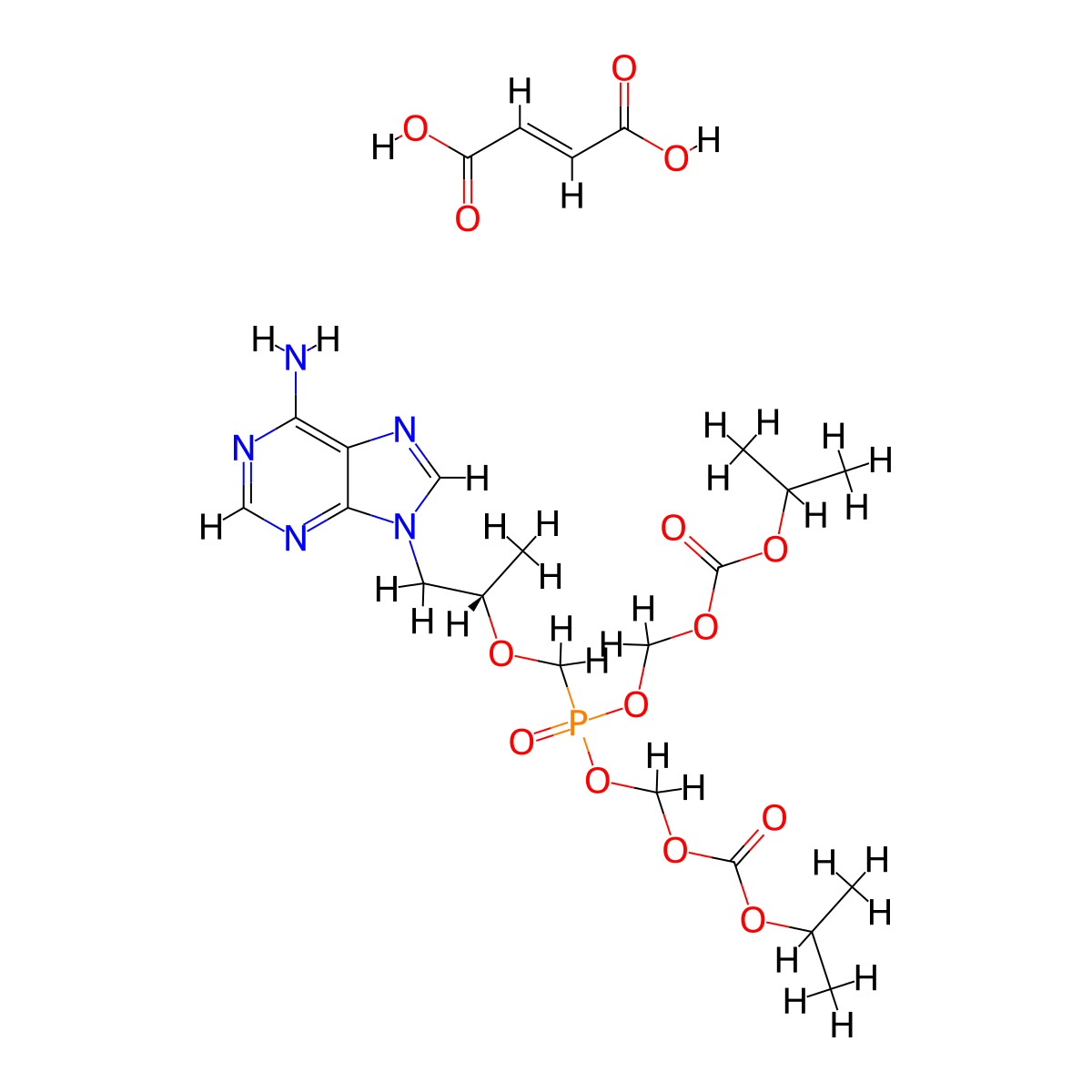 ((S)-5-[[2-(6-Amino-9H-purin-9-yl)-1-methylethoxy]methyl]-2,4,6,8-tetraoxa-5-phosphanonanedioic acid, bis(1-methylethyl) ester, 5-ox molecular structure, CAS 1432630-26-6