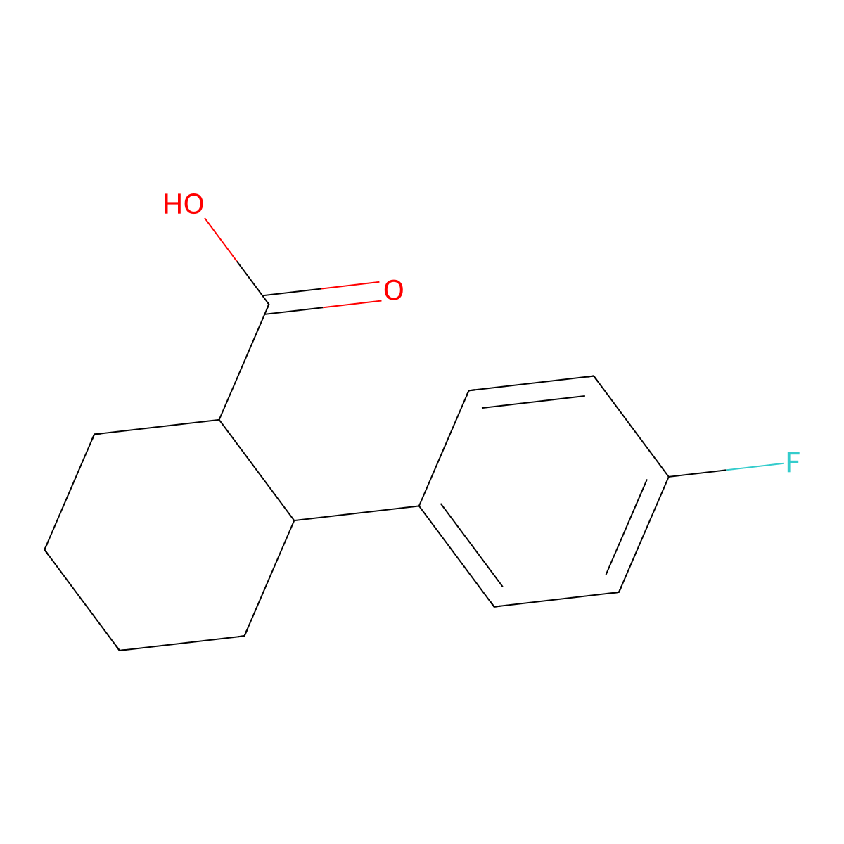 rac-(1R,2R)-2-(4-fluorophenyl)cyclohexane-1-carboxylic acid molecular structure, CAS 1432675-17-6