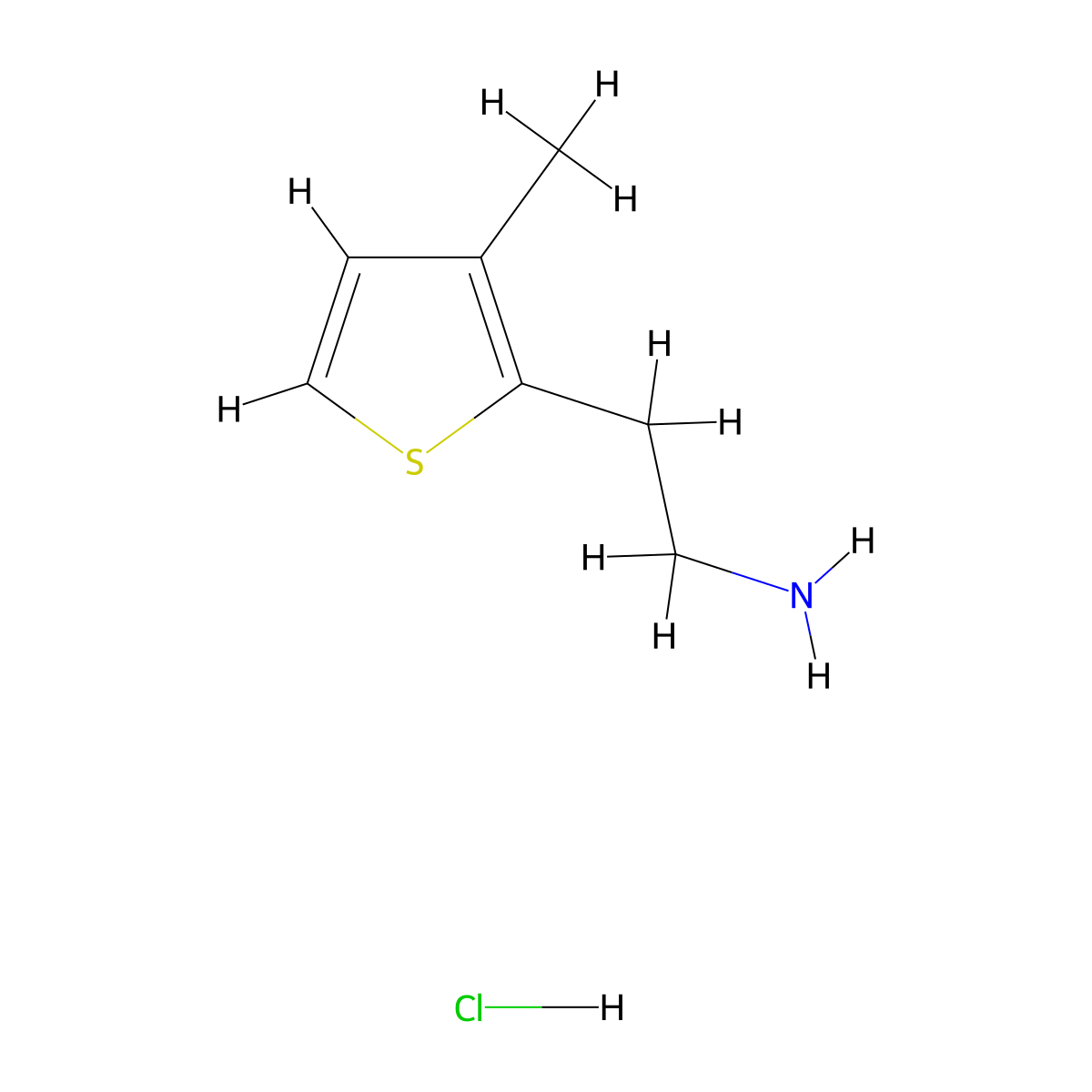 2-(3-Methylthiophen-2-yl)ethan-1-amine hydrochloride molecular structure, CAS 1432677-65-0