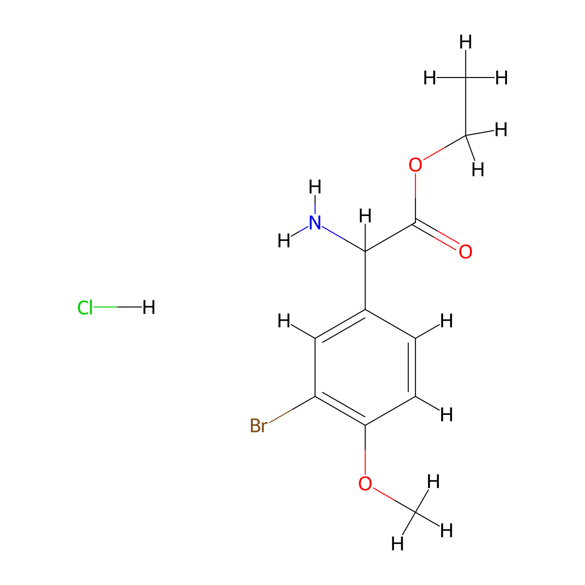 Ethyl 2-amino-2-(3-bromo-4-methoxyphenyl)acetate hydrochloride molecular structure, CAS 1432677-66-1
