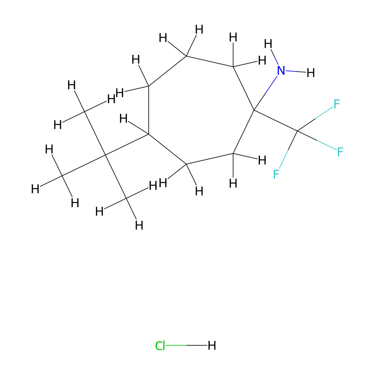 4-Tert-butyl-1-(trifluoromethyl)cycloheptan-1-amine hydrochloride molecular structure, CAS 1432677-69-4