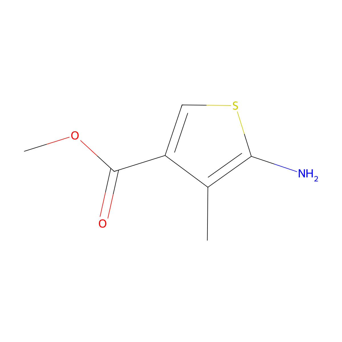 Methyl 5-amino-4-methylthiophene-3-carboxylate molecular structure, CAS 1432677-74-1