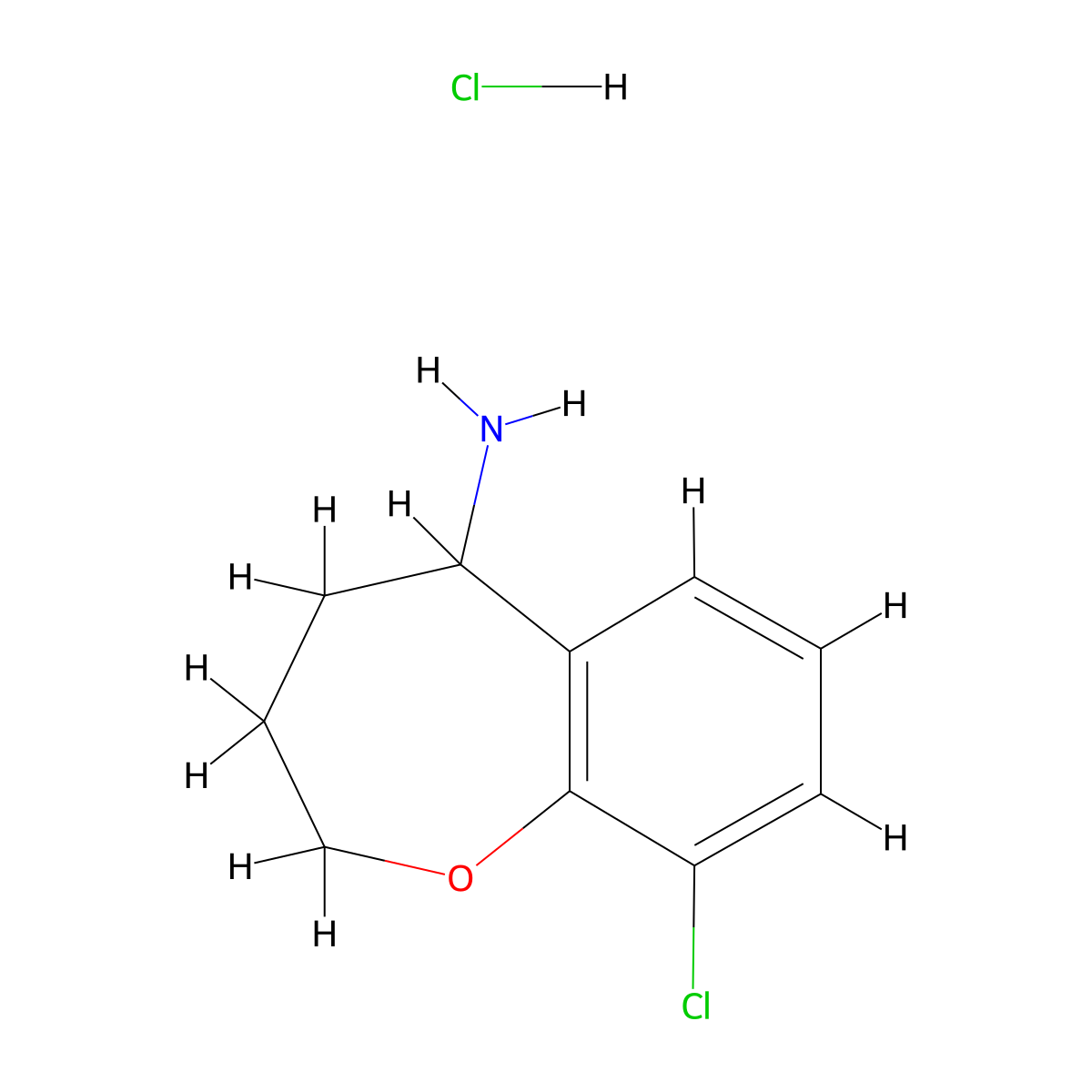 9-Chloro-2,3,4,5-tetrahydro-1-benzoxepin-5-amine hydrochloride molecular structure, CAS 1432678-03-9